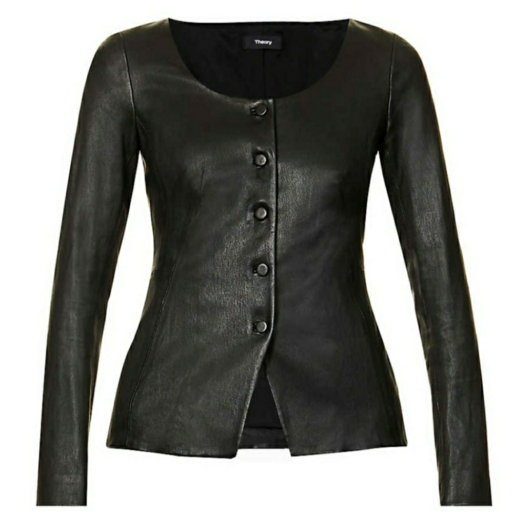 Theory - Leather button jacket / top